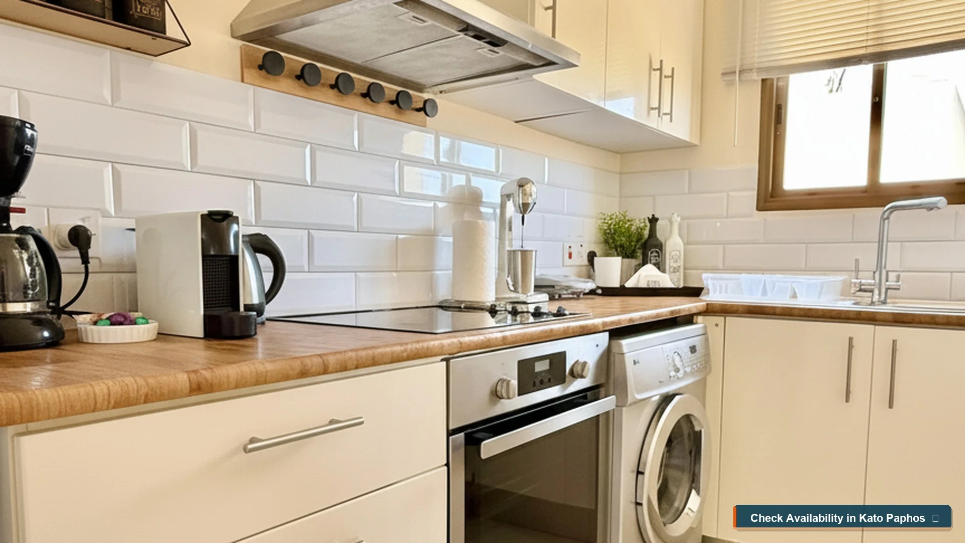 Fully equipped kitchen at Lovely Ap — self-catering in Kato Paphos